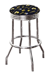 Bar Stool 24" or 29" Tall Featuring a Wolverines Football Team Logo Fabric Covered Swivel Seat Cushion