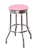 Bar Stool 24" or 29" Tall Chrome Finish Retro Style Backless Stool with a Baby Pink Vinyl Covered Swivel Seat Cushion