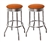 Bar Stools 24" Tall Set of 2 Chrome Retro Style Backless Stools with Copper Glitter Vinyl Covered Swivel Seat Cushions