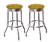 Bar Stools 24" Tall Set of 2 Chrome Retro Style Backless Stools with Gold Glitter Vinyl Covered Swivel Seat Cushions