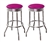 Bar Stools 24" Tall Set of 2 Chrome Retro Style Backless Stools with Hot Pink Glitter Vinyl Covered Swivel Seat Cushions