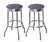 Bar Stools 24" Tall Set of 2 Chrome Retro Style Backless Stools with Lavender Glitter Vinyl Covered Swivel Seat Cushions