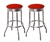 Bar Stools 24" Tall Set of 2 Chrome Retro Style Backless Stools with Red Glitter Vinyl Covered Swivel Seat Cushions