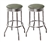 Bar Stools 24" Tall Set of 2 Chrome Retro Style Backless Stools with Silver Glitter Vinyl Covered Swivel Seat Cushions