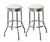 Bar Stools 24" Tall Set of 2 Chrome Retro Style Backless Stools with White Glitter Vinyl Covered Swivel Seat Cushions