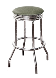 Bar Stools Set of 3 - 29" Tall Chrome Finish Retro Style Backless Stool with an Silver Glitter Vinyl Covered Swivel Seat Cushion