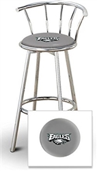 Bar Stool 29" Tall Chrome Finish Stool with a Backrest Featuring the Philadelphia Eagles NFL Team Logo Decal on a Grey Vinyl Covered Swivel Seat Cushion