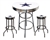 Bar Table Set 3 Piece with a White Table Featuring the Dallas Cowboys NFL Team Logo Decal and 2-29" Tall Swivel Seat Stools with the Team Logo on White Vinyl Covered Seat Cushions