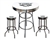 Bar Table Set 3 Piece with a White Table Featuring the Philadelphia Eagles NFL Team Logo Decal and 2-29" Tall Swivel Seat Stools with the Team Logo on White Vinyl Covered Seat Cushions