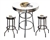 Bar Table Set 3 Piece with a White Table Featuring the New Orleans Saints Helmet NFL Team Logo Decal and 2-29" Tall Swivel Seat Stools with the Team Logo on White Vinyl Covered Seat Cushions