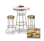 36" Tall Chrome Bar Table & 2 Pittsburgh Steelers NFL Yellow Fabric Seat Barstools