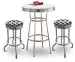 3 Piece Chrome Bar Table Set with 2 Chrome Houston Texans NFL Fabric Seat Barstools