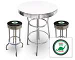 New 3 Piece Bar Table Set Includes 2 Swivel Seat Bar Stools featuring Dino Gas Theme with Black Seat Cushion