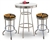 Bar Table Set 3-Piece White and Chrome Table with 2 – 29” Swivel Stools Featuring the Chicago Bears NFL Fleece Team Fabric and Clear Vinyl Covered Seat Cushions