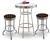 Bar Table Set 3-Piece White and Chrome Table with 2 – 29” Swivel Stools Featuring the Cincinnati Bengals NFL Team Fabric and Clear Vinyl Covered Seat Cushions