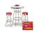 Bar Table Set 3-Piece White and Chrome Table with 2 – 29” Swivel Stools Featuring the Kansas City Chiefs NFL Team Fabric and Clear Vinyl Covered Seat Cushions