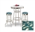 Bar Table Set 3-Piece White and Chrome Table with 2 – 29” Swivel Stools Featuring the Philadelphia Eagles NFL Team Fabric and Clear Vinyl Covered Seat Cushions