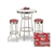 Bar Table Set 3-Piece White and Chrome Table with 2 – 29” Swivel Stools Featuring the New England Patriots NFL Team Fabric and Clear Vinyl Covered Seat Cushions