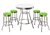 Custom Bar Table Pub Set Barstool Barstools Stool Stools White Vinyl Retro Chrome Hardwood Top Traditional Soda Fountain Style kitchen table set dorm table set dining table set furniture man cave mancave bright green