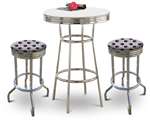 36" Tall Chrome Bar Table & 2 Houston Texans NFL Fabric Seat Barstools