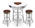 White 3-Piece Pub/Bar Table Set Featuring the Chicago Bears NFL Team Logo Decal and 2-29" Team Fabric and Clear Vinyl Covered Swivel Seat Cushions