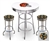 White 3-Piece Pub/Bar Table Set Featuring the Cincinnati Bengals Helmet NFL Team Logo Decal and 2-29" Team Fabric and Clear Vinyl Covered Swivel Seat Cushions