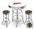 White 3-Piece Pub/Bar Table Set Featuring the Cincinnati Bengals Tiger NFL Team Logo Decal and 2-29" Team Fabric and Clear Vinyl Covered Swivel Seat Cushions