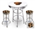White 3-Piece Pub/Bar Table Set Featuring the Cleveland Browns NFL Team Logo Decal and 2-29" Team Fabric and Clear Vinyl Covered Swivel Seat Cushions