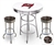 White 3-Piece Pub/Bar Table Set Featuring the Tampa Bay Buccaneers NFL Team Logo Decal and 2-29" Team Fabric and Clear Vinyl Covered Swivel Seat Cushions