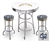 White 3-Piece Pub/Bar Table Set Featuring the San Diego Chargers NFL Team Logo Decal and 2-29" Team Fabric and Clear Vinyl Covered Swivel Seat Cushions