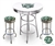 White 3-Piece Pub/Bar Table Set Featuring the Philadelphia Eagles NFL Team Logo Decal and 2-29" Team Fabric and Clear Vinyl Covered Swivel Seat Cushions