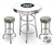 White 3-Piece Pub/Bar Table Set Featuring the New York Jets NFL Team Logo Decal and 2-29" Team Fabric and Clear Vinyl Covered Swivel Seat Cushions