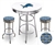 White 3-Piece Pub/Bar Table Set Featuring the Detriot Lions NFL Team Logo Decal and 2-29" Team Fabric and Clear Vinyl Covered Swivel Seat Cushions