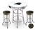 White 3-Piece Pub/Bar Table Set Featuring the Carolina Panthers NFL Team Logo Decal and 2-29" Team Fabric and Clear Vinyl Covered Swivel Seat Cushions
