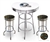 White 3-Piece Pub/Bar Table Set Featuring the Carolina Panthers Helmet NFL Team Logo Decal and 2-29" Team Fabric and Clear Vinyl Covered Swivel Seat Cushions