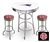 White 3-Piece Pub/Bar Table Set Featuring the New England Patriots NFL Team Logo Decal and 2-29" Team Fabric and Clear Vinyl Covered Swivel Seat Cushions