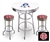 White 3-Piece Pub/Bar Table Set Featuring the New England Patriots Guard NFL Team Logo Decal and 2-29" Team Fabric and Clear Vinyl Covered Swivel Seat Cushions