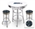 White 3-Piece Pub/Bar Table Set Featuring the Seattle Seahawks NFL Team Logo Decal and 2-29" Team Fabric and Clear Vinyl Covered Swivel Seat Cushions