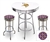 White 3-Piece Pub/Bar Table Set Featuring the Minnesota Vikings NFL Team Logo Decal and 2-29" Team Fabric and Clear Vinyl Covered Swivel Seat Cushions