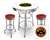 New Gas Themed 3 Piece Bar Table Set Includes 2 Swivel Seat Bar Stools featuring Polly Gas Theme with Red Seat Cushion