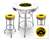 New Gas Themed 3 Piece Bar Table Set Includes 2 Swivel Seat Bar Stools featuring Polly Gas Theme with Yellow Seat Cushion