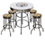 PITTSBURGH STEELERS LOGO CHROME METAL GLASS TOP BAR TABLE W/ 4 YELLOW FABRIC SWIVEL BAR STOOLS CUSHION SWIVEL BAR STOOLS