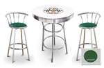 New Gasoline Themed 3 Piece White Chrome Bar Table Set with 2 Stools Featuring Fat Boys Gasoline Logo Theme and Seat Cushion Color