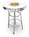 New Vintage Gasoline Themed 42" Tall Chrome Metal Bar Table with White Table Top Featuring Hot Rod Supreme Logo Theme!