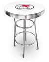 New Vintage Gasoline Themed 42" Tall Chrome Metal Bar Table with White Table Top Featuring Mobil Gas Logo Theme!