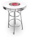 New Vintage Gasoline Themed 42" Tall Chrome Metal Bar Table with White Table Top Featuring Sinclair Aircraft Logo Theme!