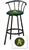 1 - 29" Black Metal Finish Bar Stool with backrest Featuring the Oakland A's MLB Team Logo Decal on a Green Vinyl Covered Seat Cushion