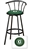 1 - 29" Black Metal Finish Bar Stool with backrest Featuring the Oakland Athletics MLB Team Logo Decal on a Green Vinyl Covered Seat Cushion