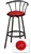 1 - 29" Black Metal Finish Bar Stool with backrest Featuring the Atlanta Braves MLB Team Logo Decal on a Red Vinyl Covered Seat Cushion