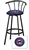 1 - 29" Black Metal Finish Bar Stool with backrest Featuring the Chicago Cubs MLB Team Logo Decal on a Blue Vinyl Covered Seat Cushion